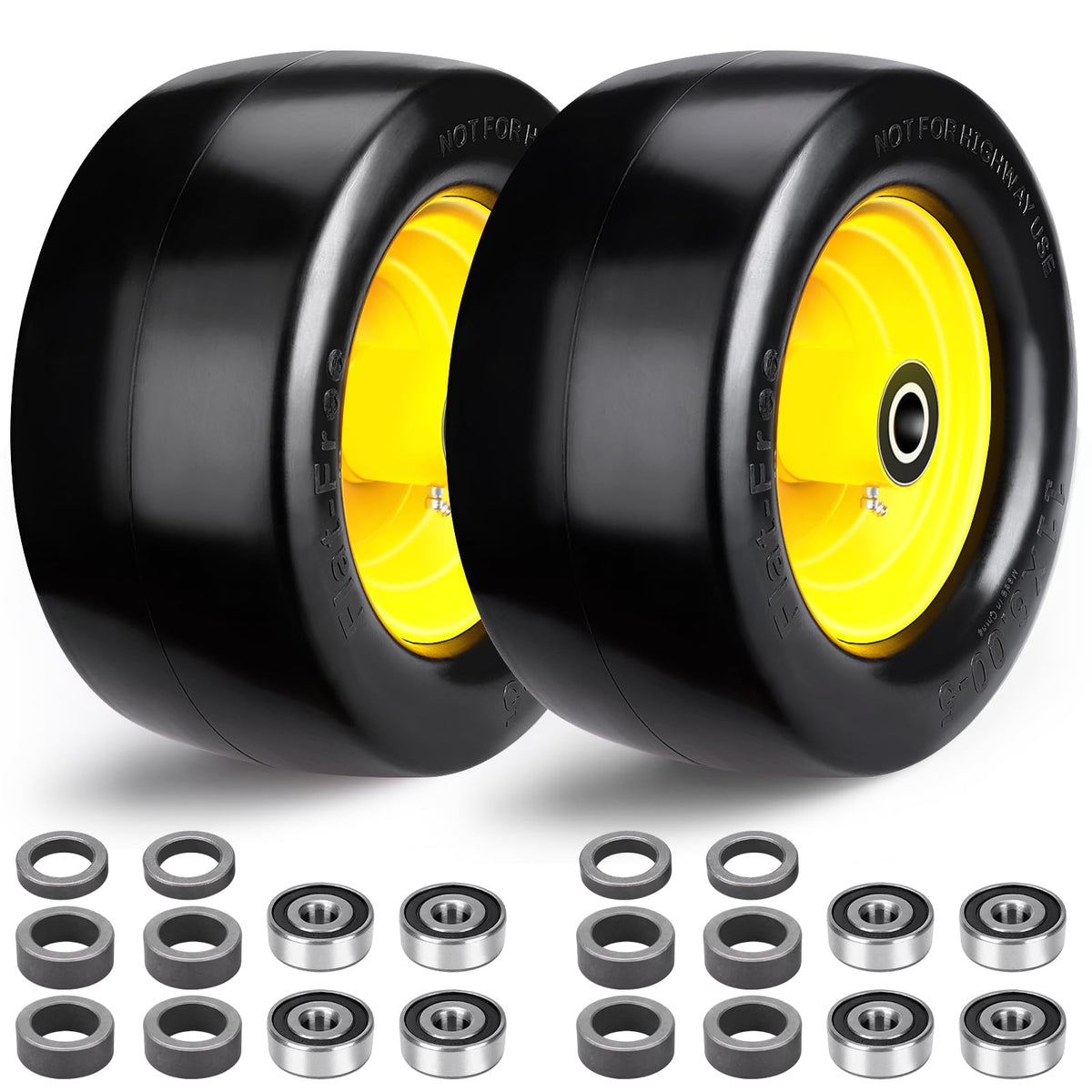 RIHYTAC front view of wheel assembly showing smooth tire for turf protection