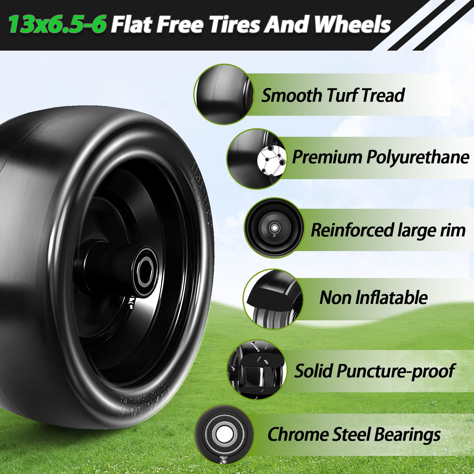 RIHYTAC installed on zero-turn mower showing stable, puncture-free ride