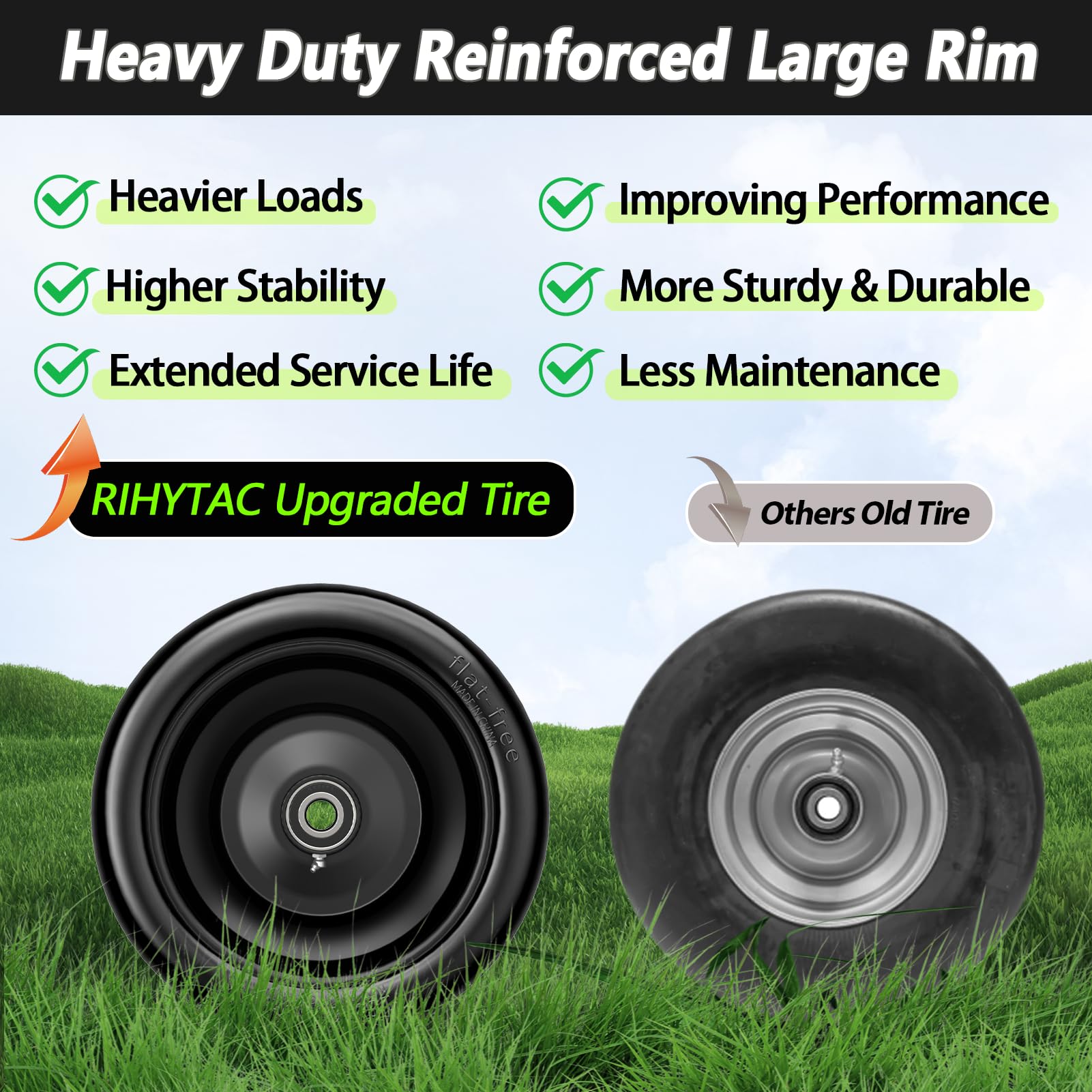 RIHYTAC rim close-up highlighting enlarged carbon steel rim and strength