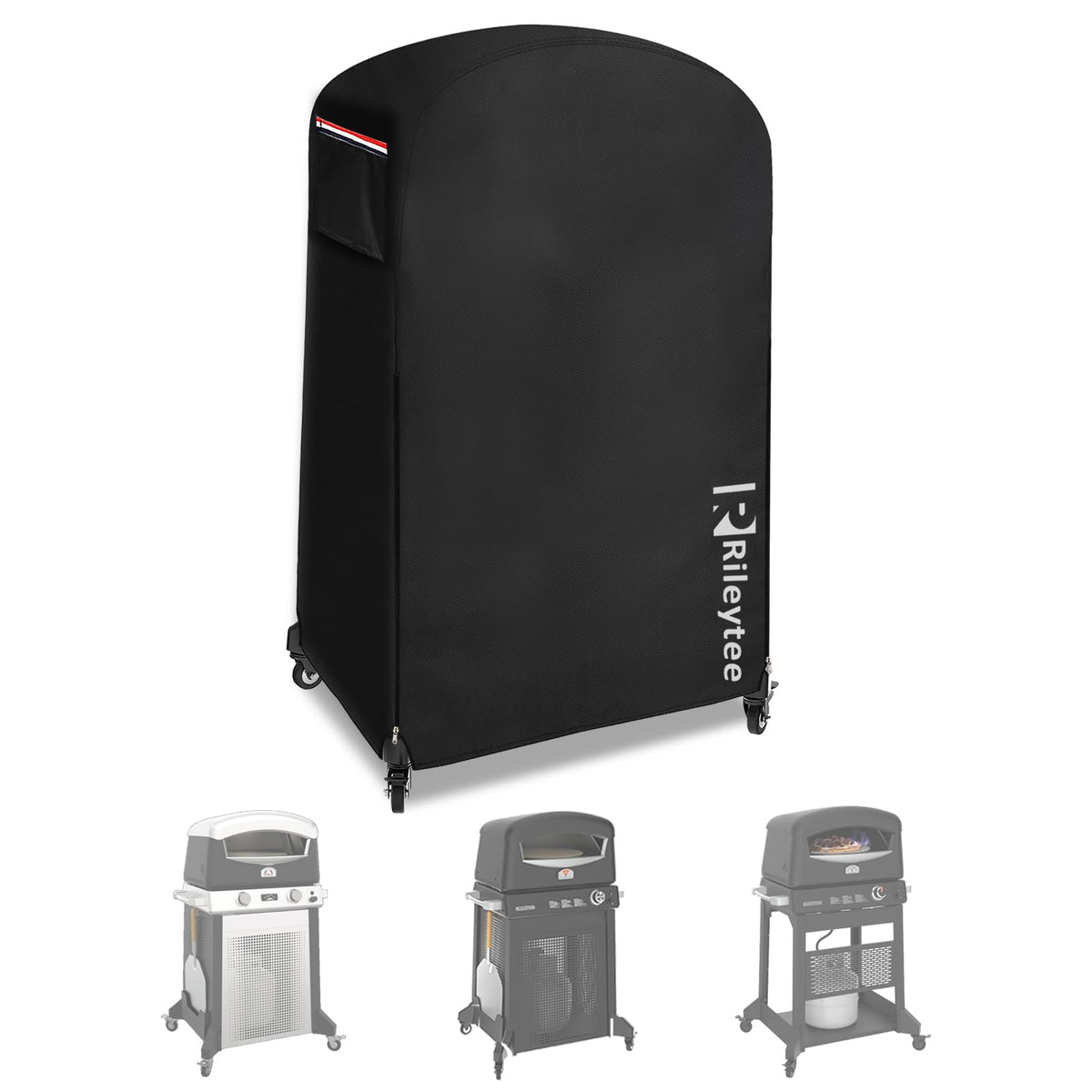 Rileytee front view cover on Blackstone 16 inch oven protecting from weather