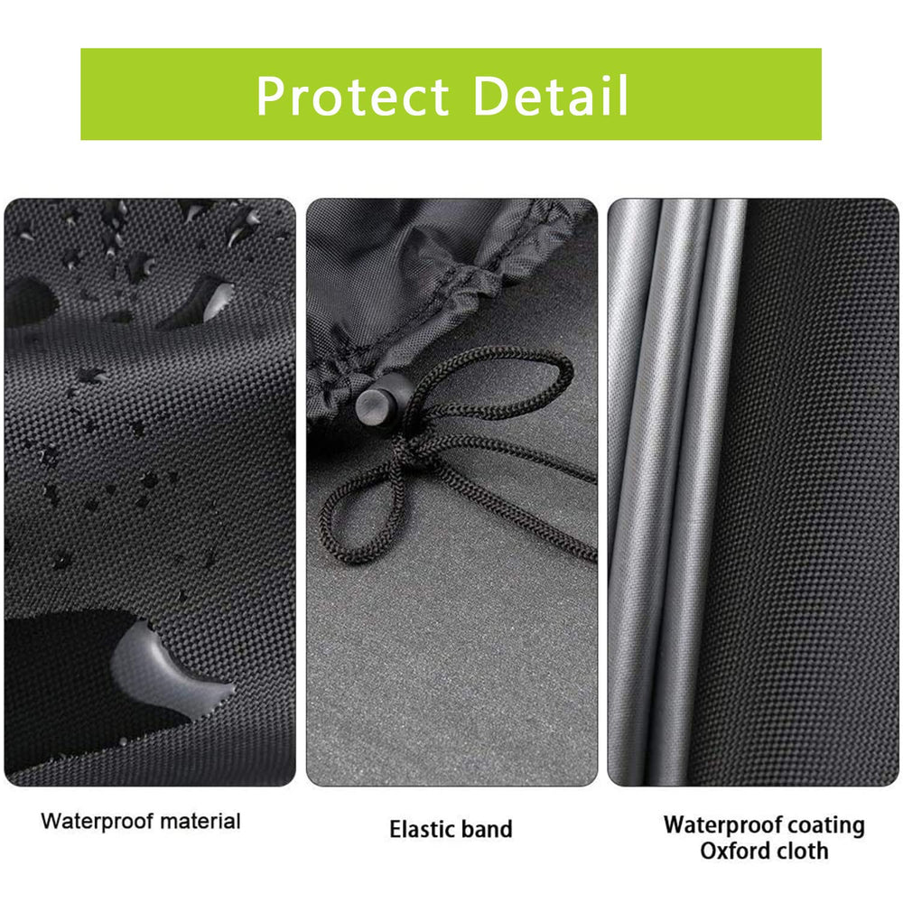 Rilime drawstring and buckle fasteners securing cover against wind and movement