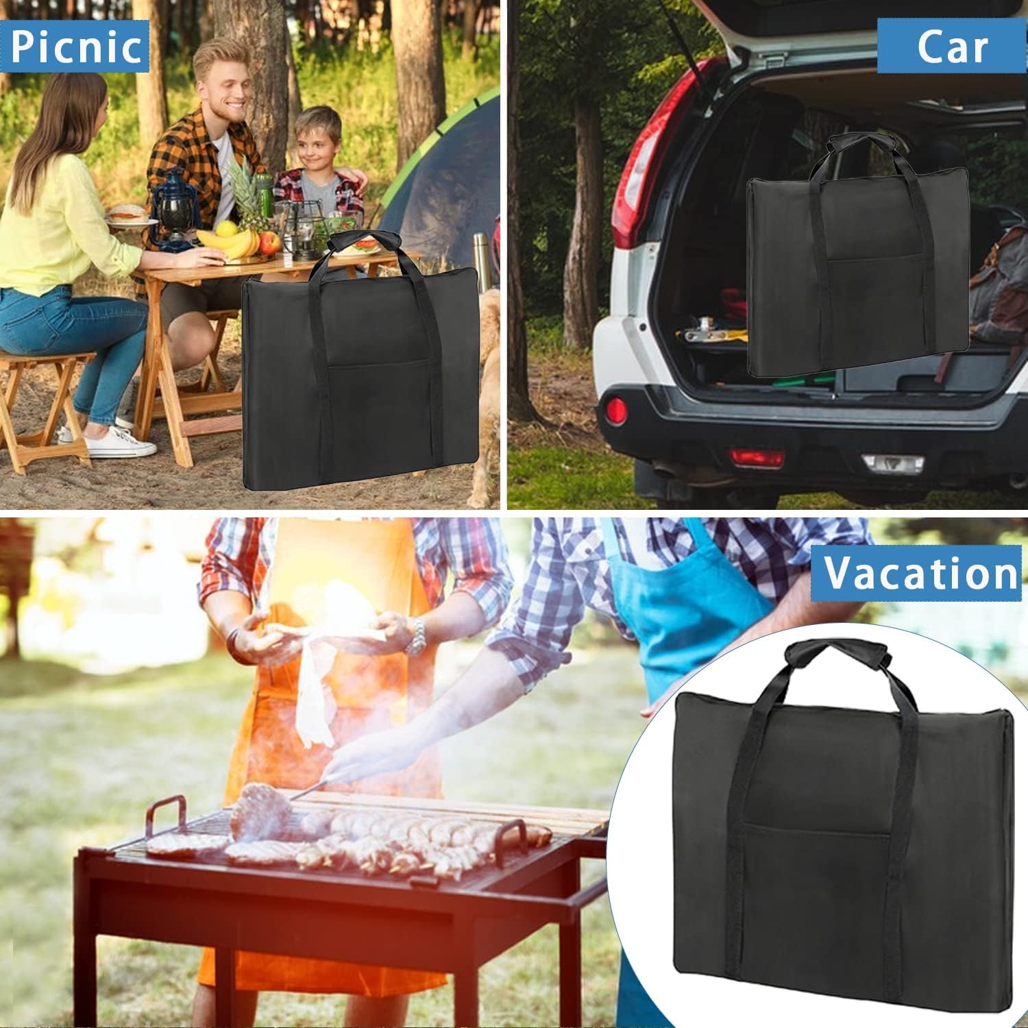 Rilime cover on grill outdoors by picnic, keeps griddle dry and ready