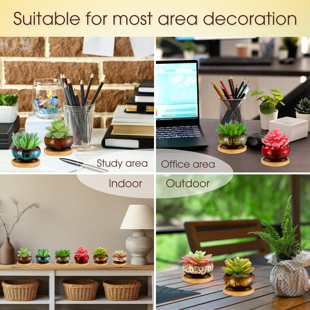 RimCereal pot seated on bamboo saucer protecting surfaces and adding natural look