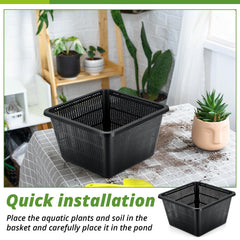 RimCereal basket in pond with aquatic plants demonstrating protection from fish disturbance