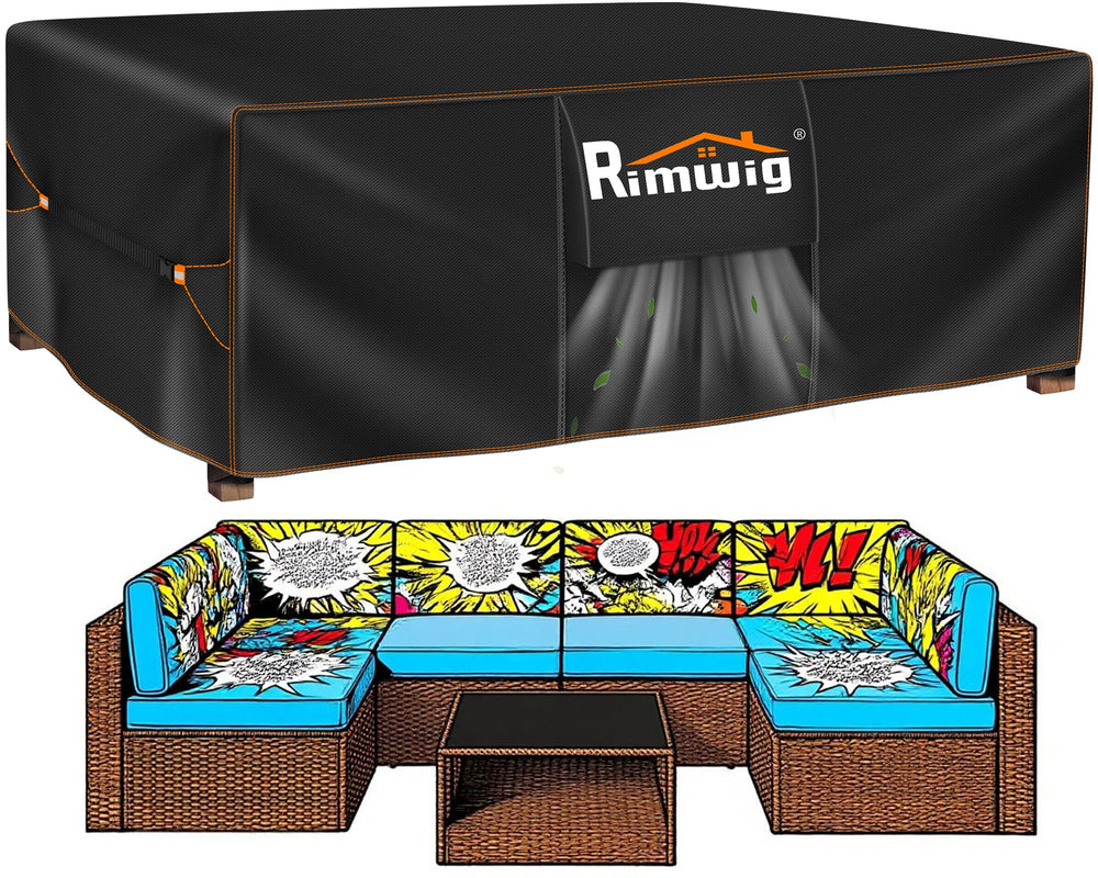Rimwig front view on covered sectional showing full protection and weather shielding