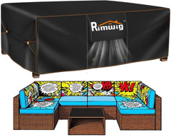 Rimwig front view on covered sectional showing full protection and weather shielding