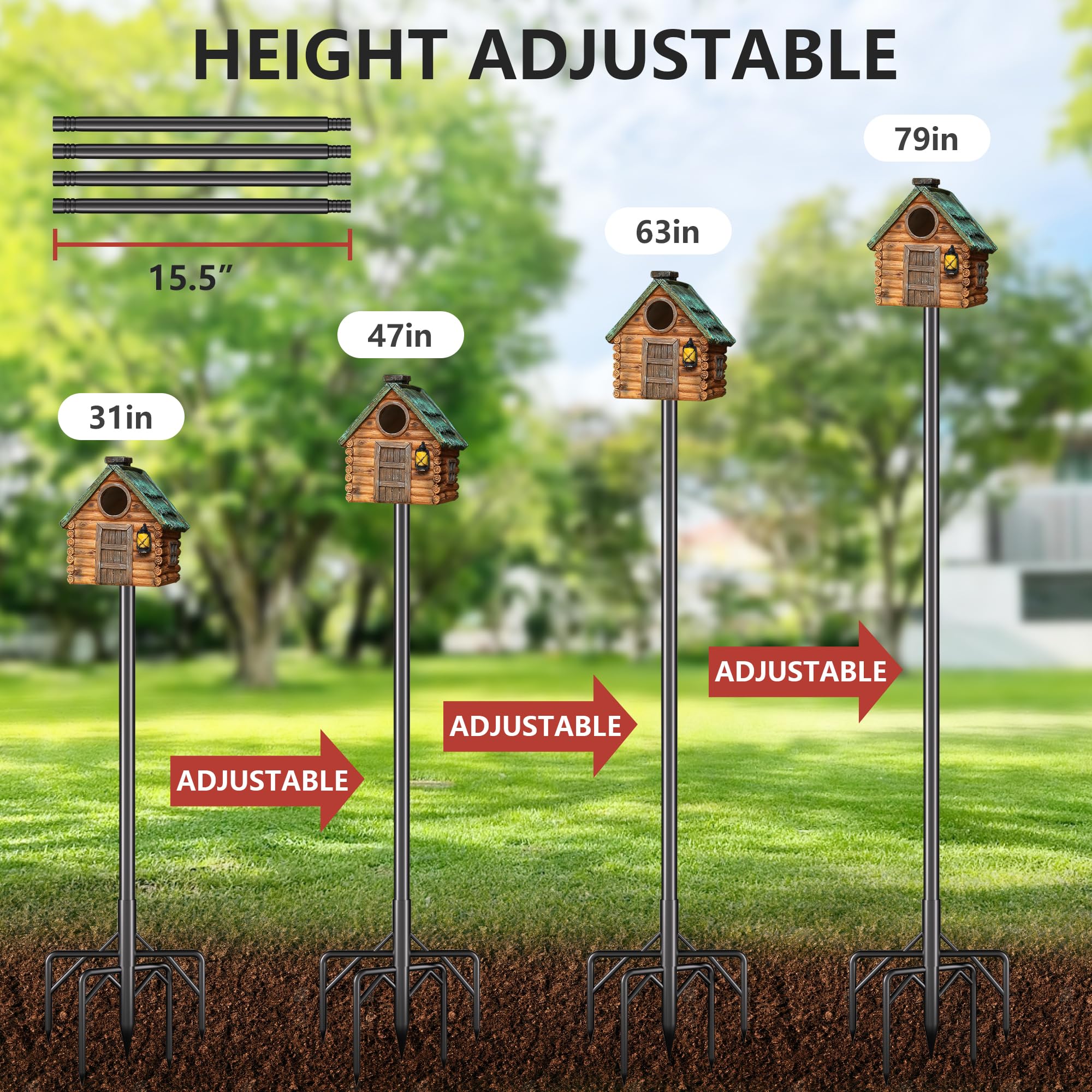 RINLAIN height adjustment showing telescoping positions for optimal viewing
