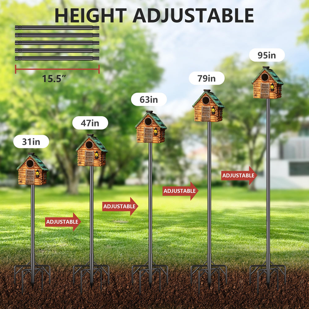 RINLAIN pole in garden with birdhouse creating attractive yard focal point
