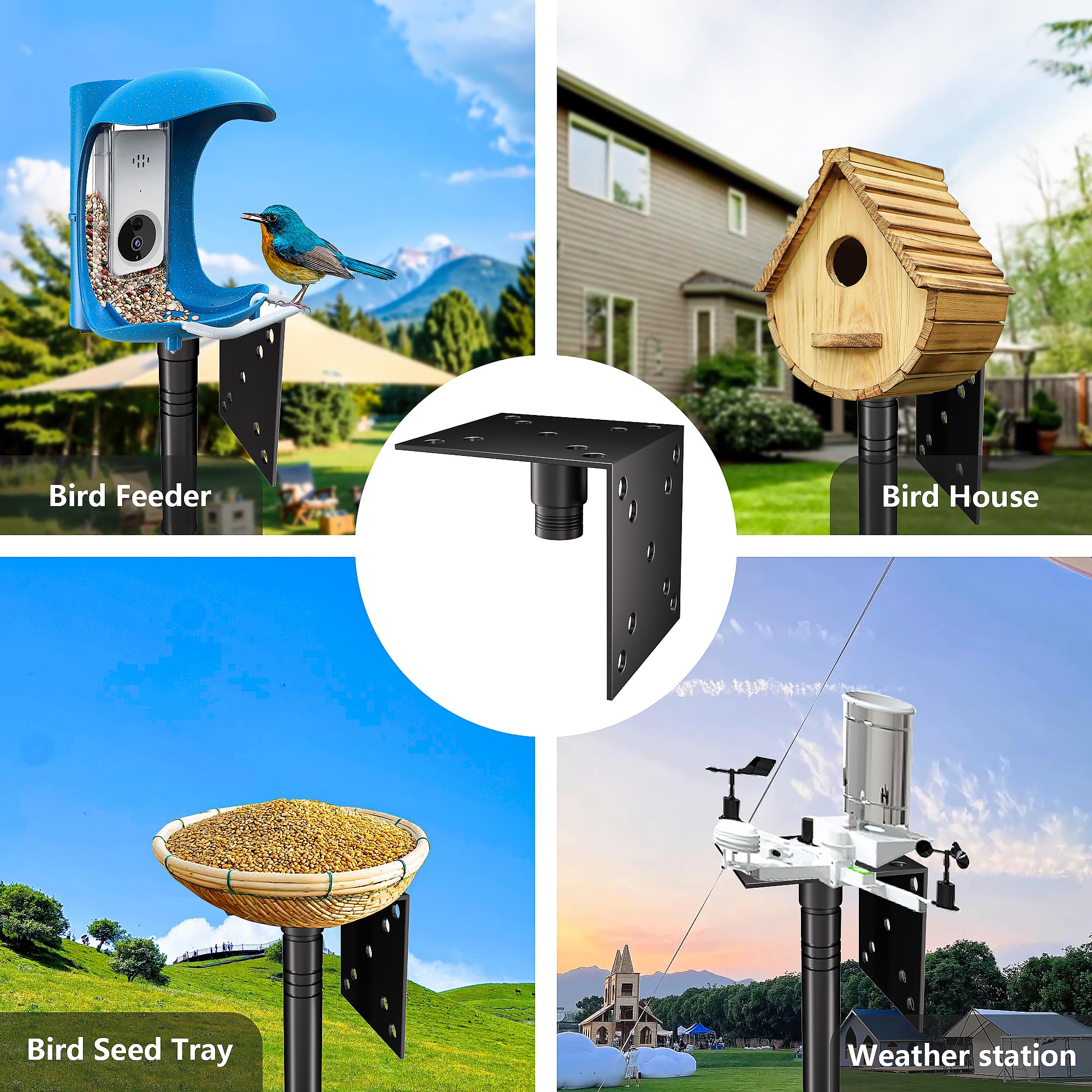 RINLAIN shepherd hooks with feeders showing flexible hanging options for birds