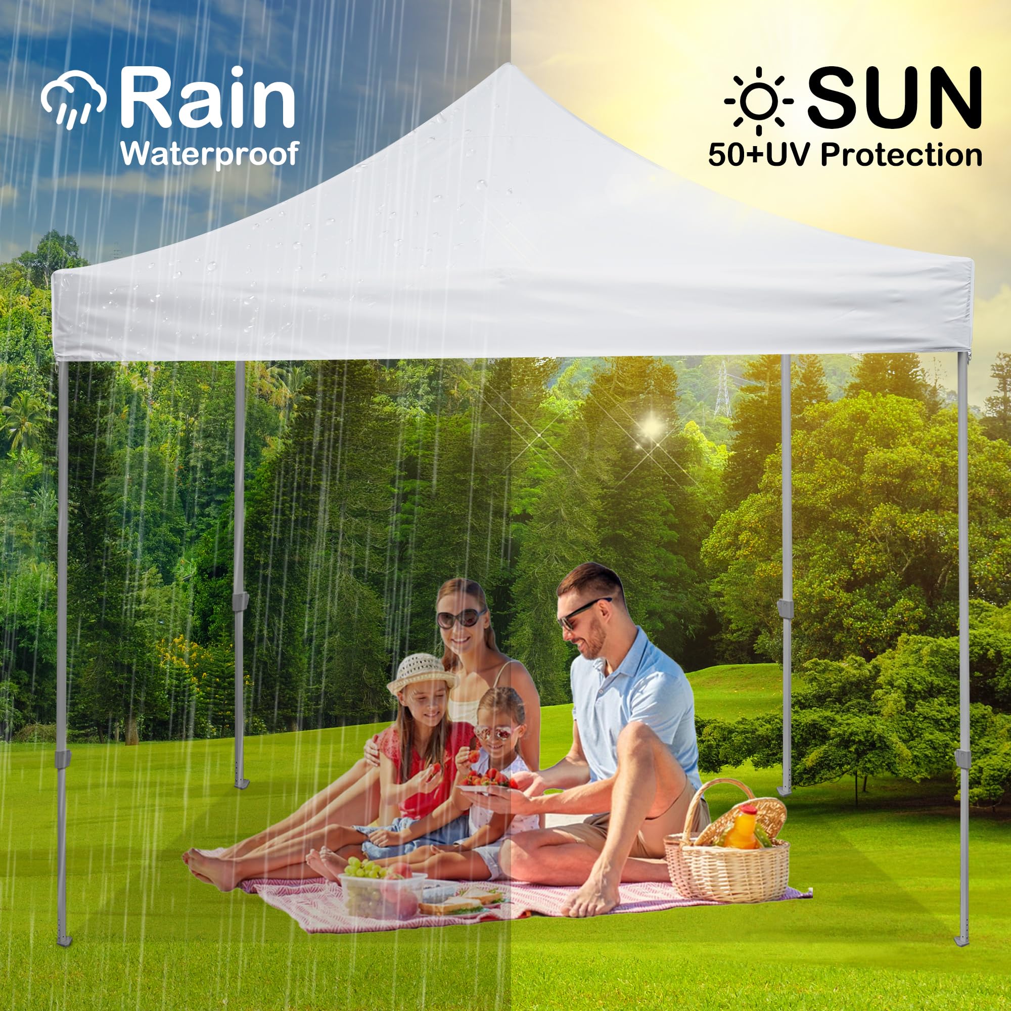 Rinling top installed on frame giving instant shade and weather protection