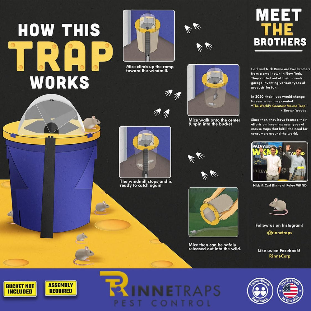 RinneTraps in-use in garage showing humane multi-catch benefit