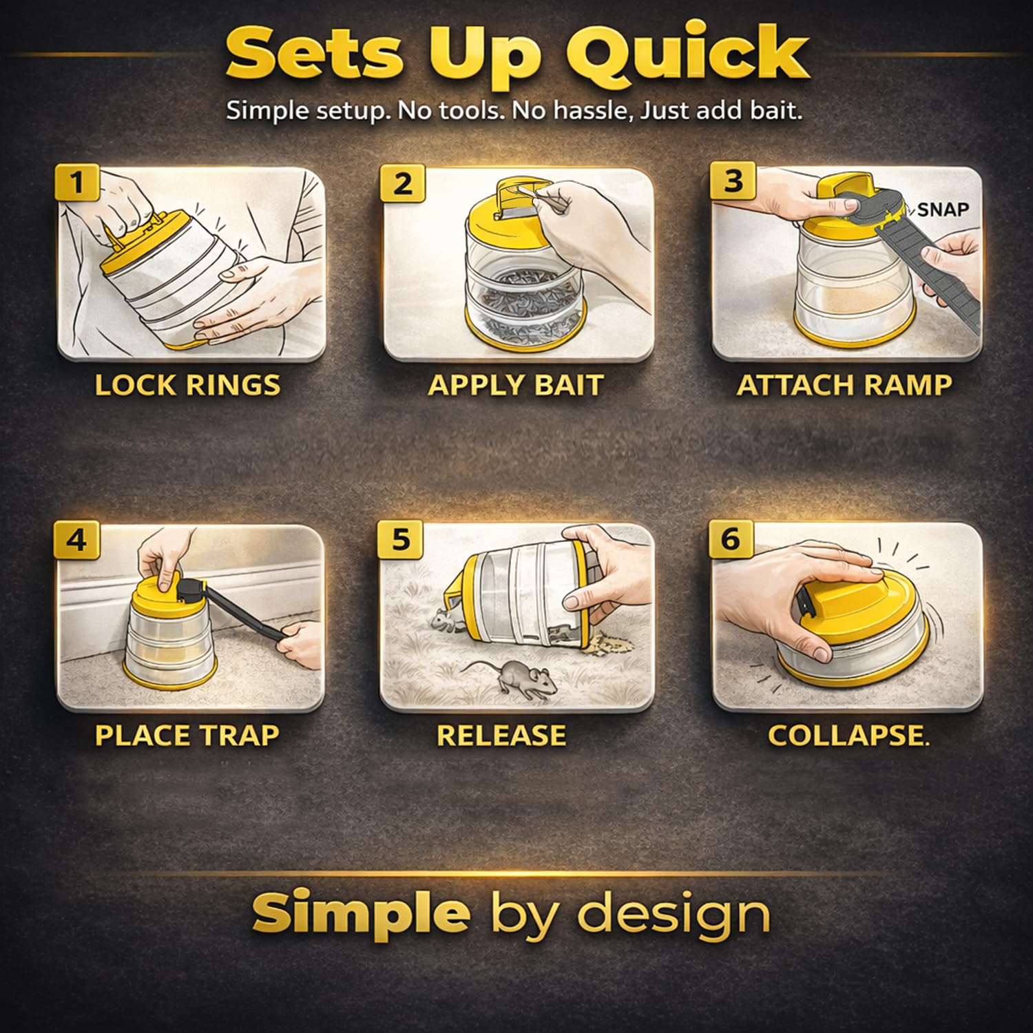 RinneTraps scale comparison with hand to show compact size and easy placement benefit