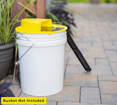 RinneTraps lid installed on a standard 5-gallon bucket showing quick setup benefit