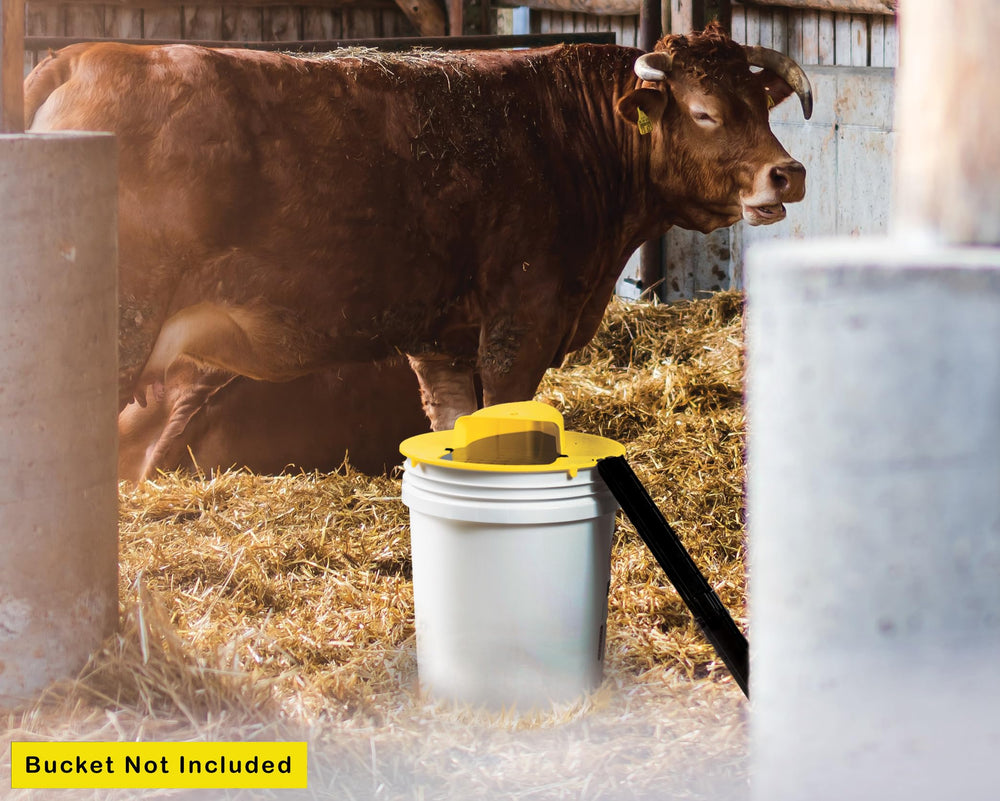 RinneTraps unit placed in a barn corner showing practical use in agricultural settings