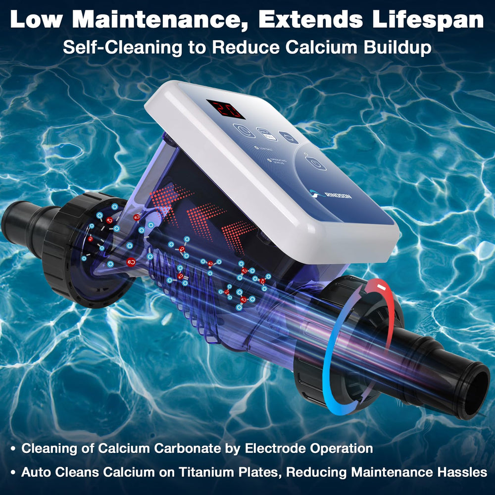 Rinoson installed inline pool plumbing demonstrating flow-activated safety and tidy setup