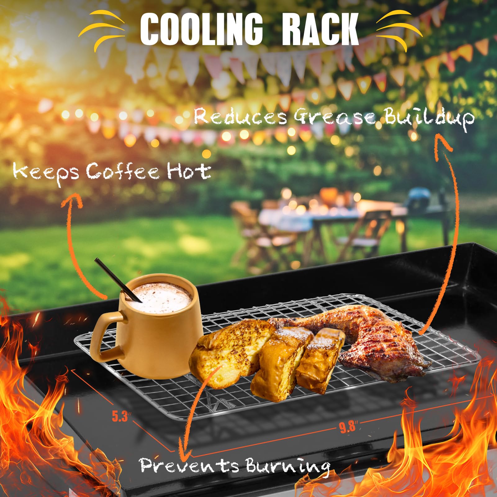 RINPIR melting dome over burger on griddle demonstrating even melting and heat retention