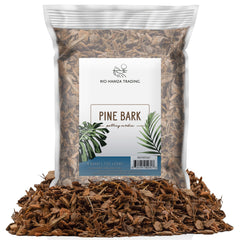 Rio Hamza Trading front packaging showing natural pine bark mulch benefits