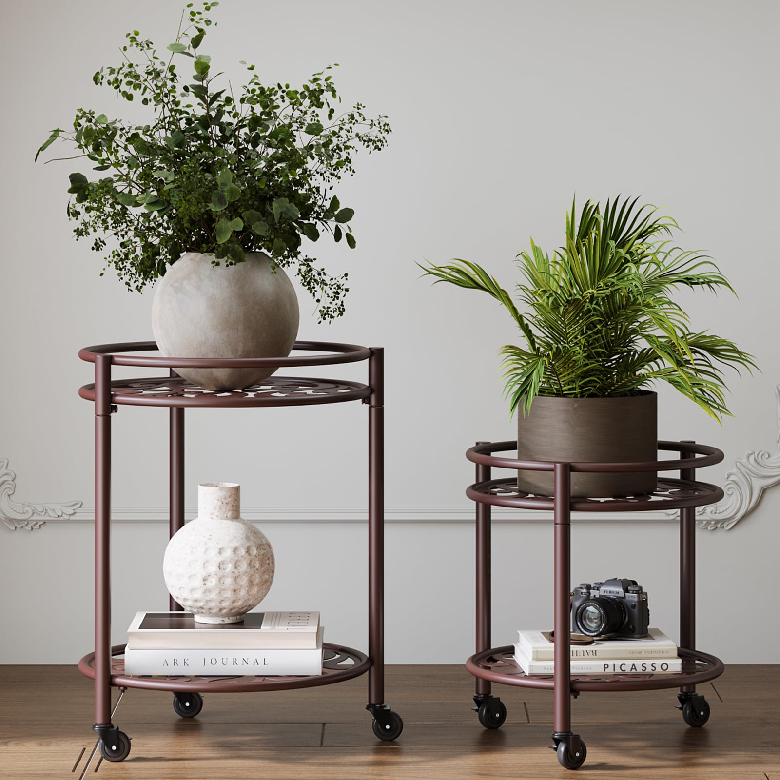 Rioneta front view of 2-pack coffee stands showing compact portable design and protection