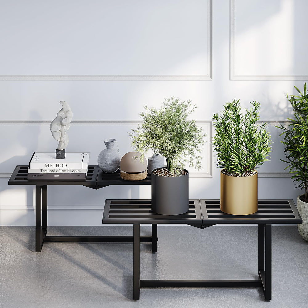 Rioneta front view showing both black metal shelves and clean design benefit display