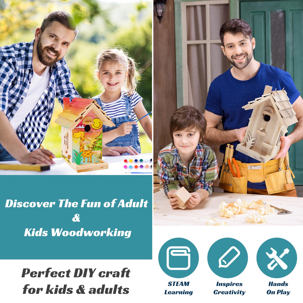 Rioychan paint strips and brush ready to customize the birdhouse creatively