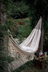 RISEON close-up of macramé weave and knots, shows durable soft texture