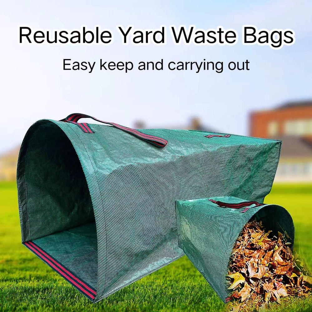 RISETEX bags in a yard with homeowner actively collecting leaves