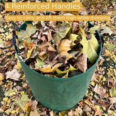 RISETEX standable bag open and filled with leaves for faster raking