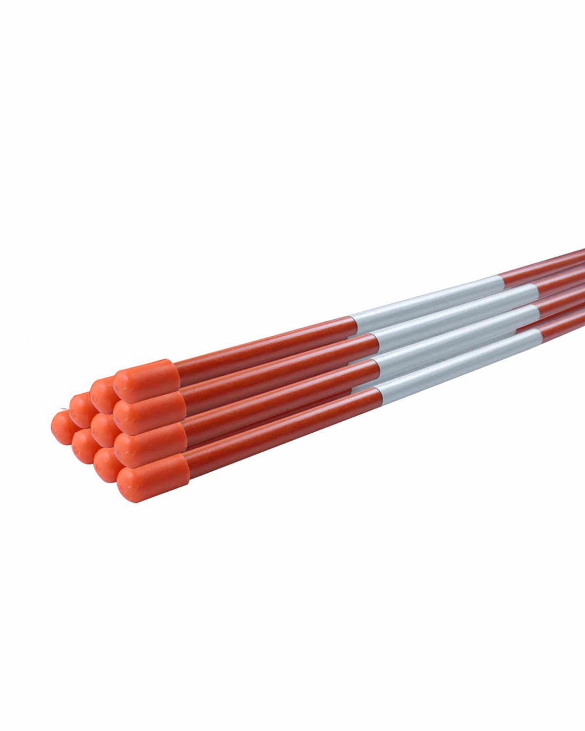 Riseuvo front pack view showing ten orange-red stakes for clear driveway marking