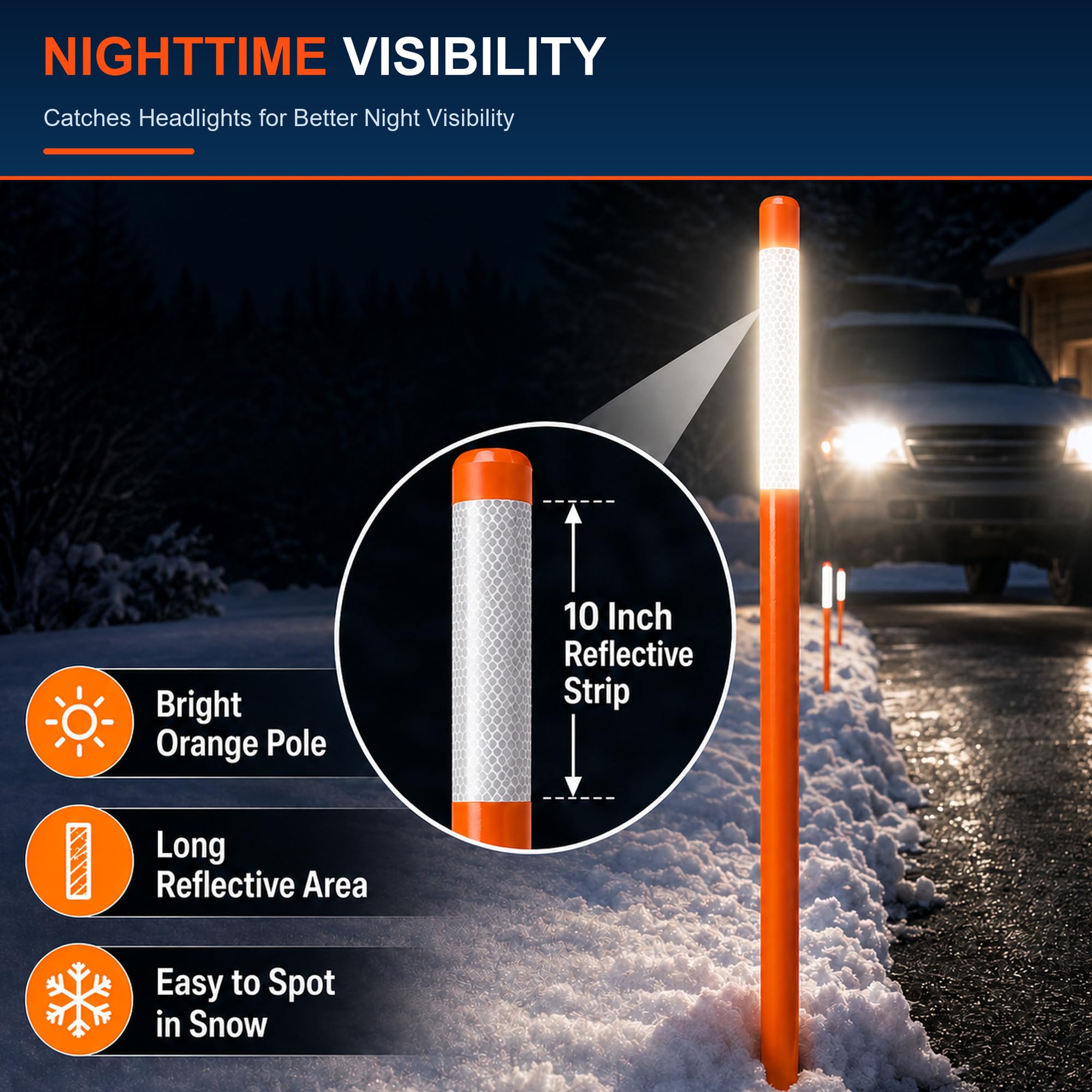 Riseuvo installed driveway markers at night improving driver guidance