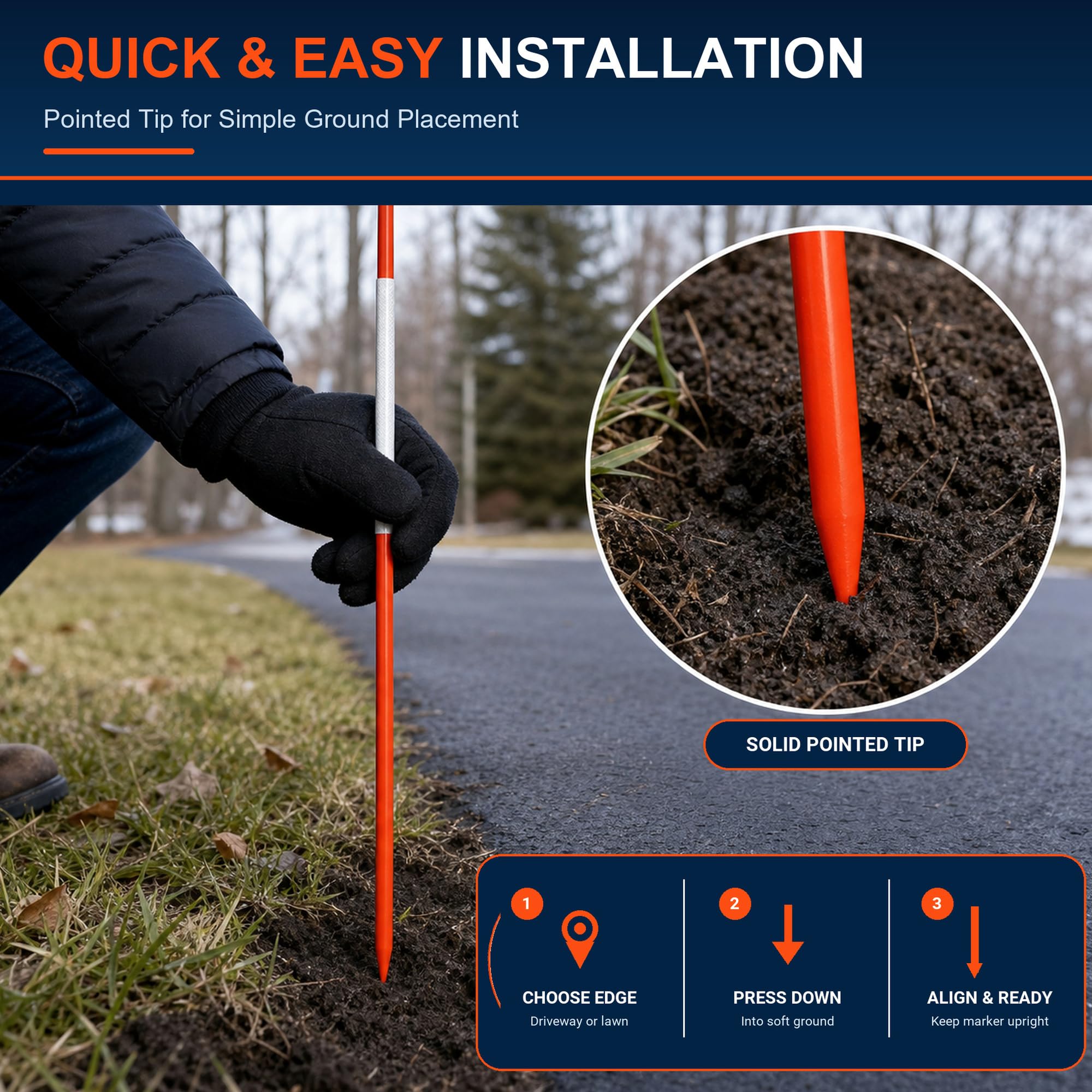 Riseuvo stake beside ruler showing 48 inch length for proper scaling