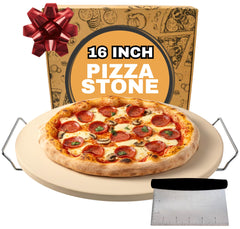Ritual Life front view of 16 inch stone showing full cooking surface and handles benefit even baking