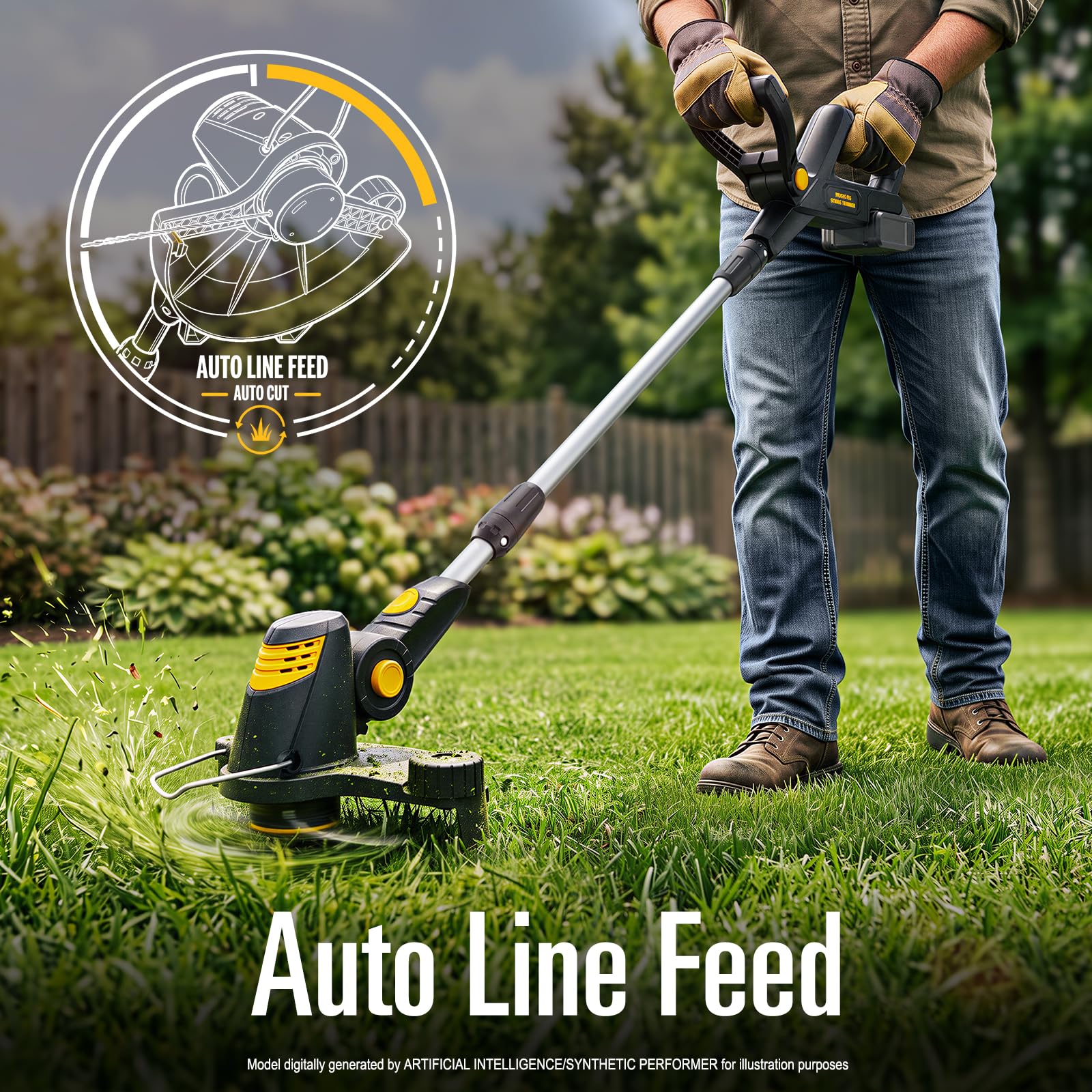 RKBUDOL mini mower attachment demonstrating neat narrow-mow benefit