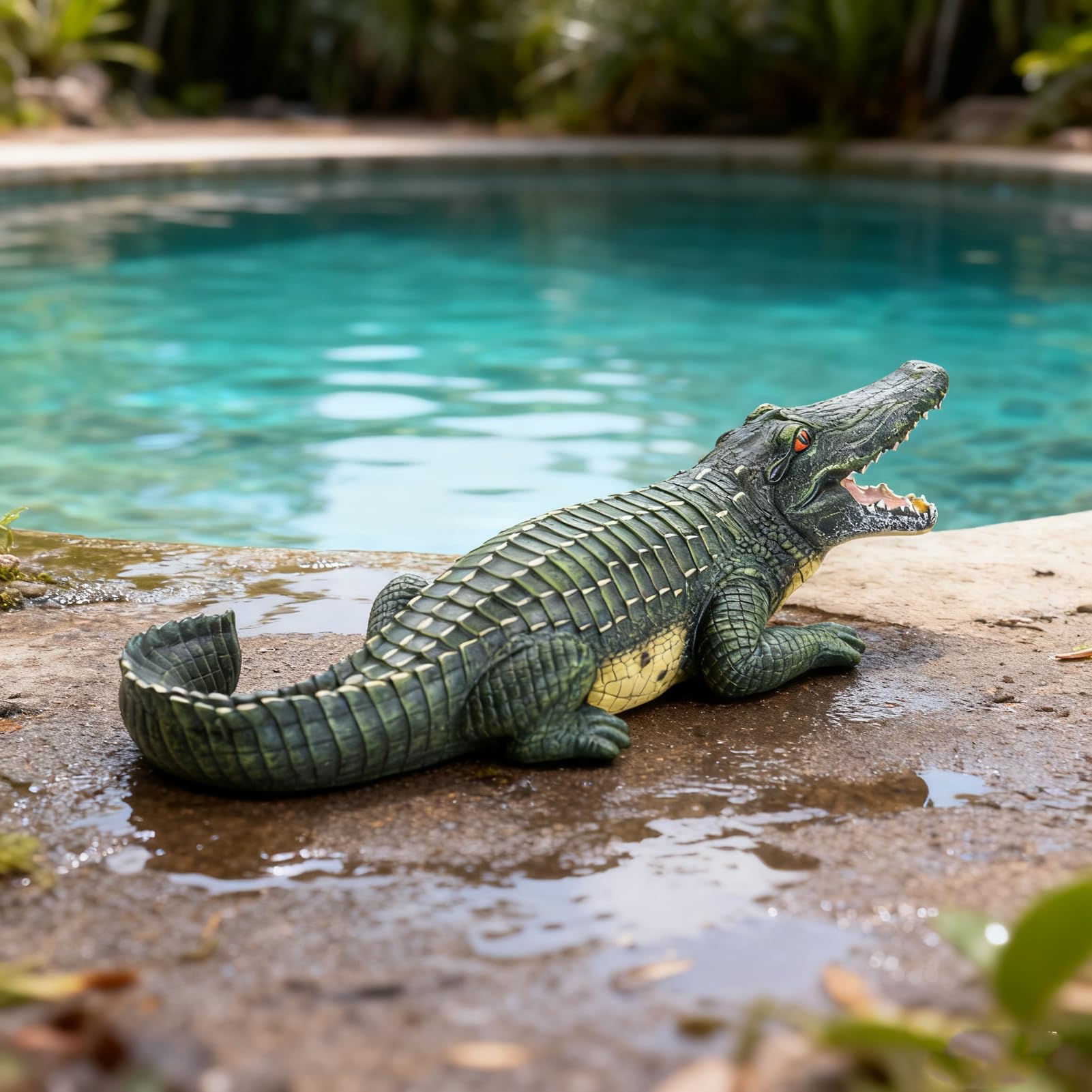 RKGOMDMU crocodile profile with open jaw emphasizing striking teeth and expression