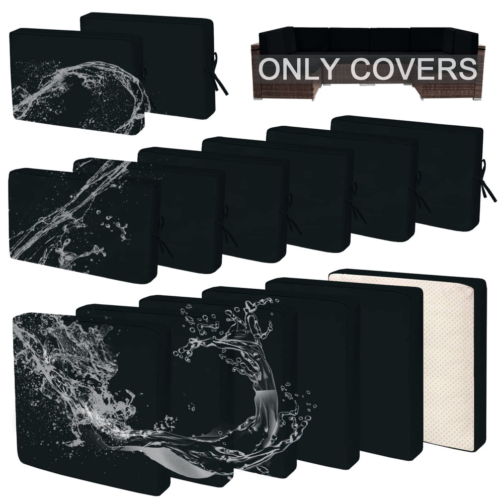Rkufoze front view of 14-piece cover set showing bright Hawaiian pattern and fit benefit