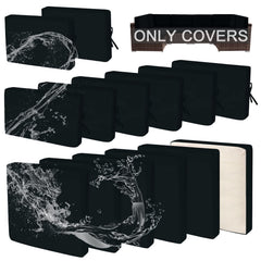 Rkufoze front view of 14-piece cover set showing bright Hawaiian pattern and fit benefit