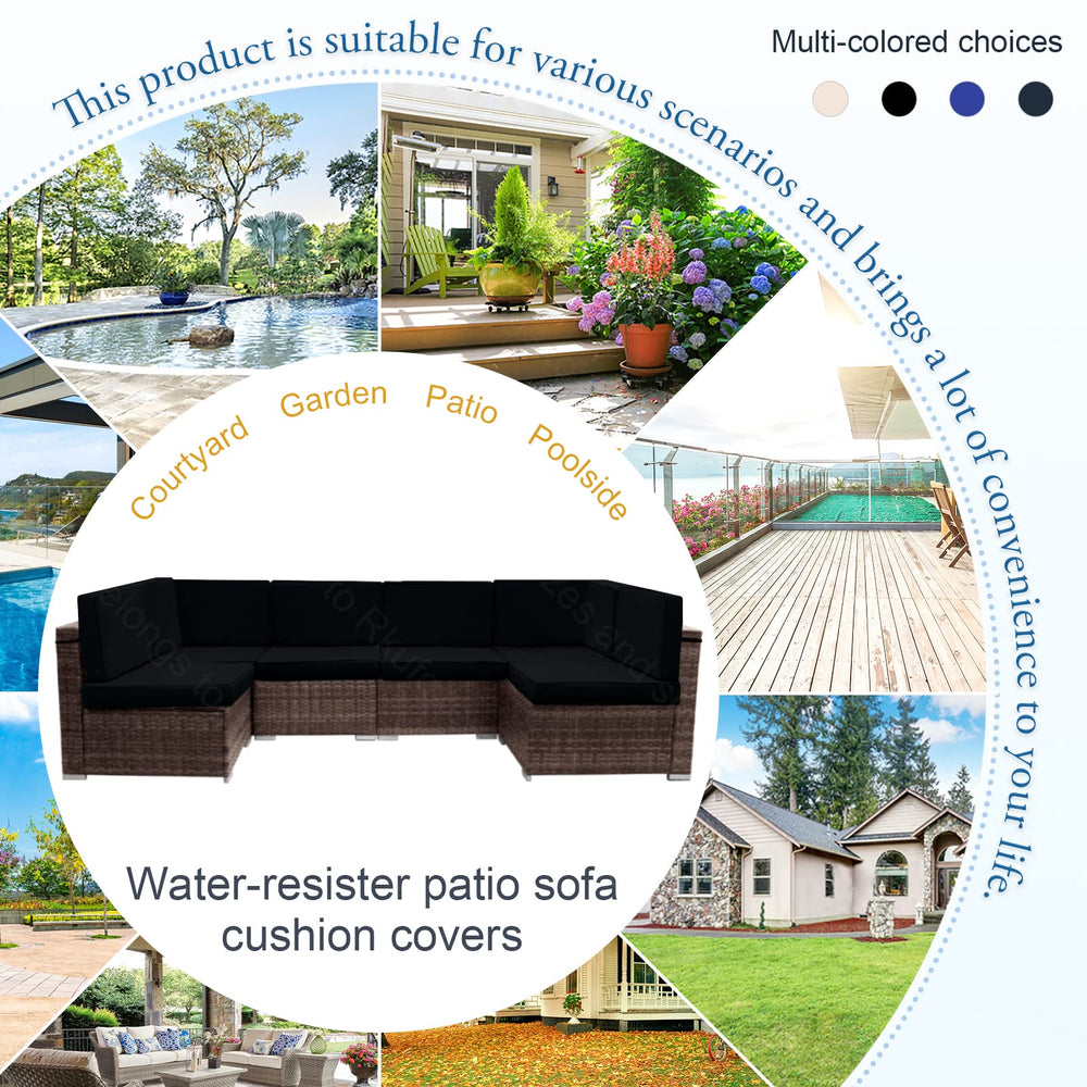 Rkufoze covers styled on outdoor patio showing vibrant setting and curb appeal benefit