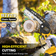RLSOO chainsaw side profile with battery inserted for easy battery-swap benefit