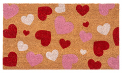 Rmeosye front view heart door mat offering a welcoming Valentine entry