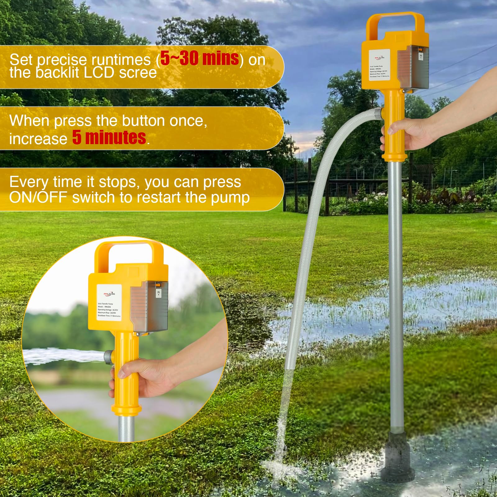 RMliging aluminum pole length scale showing 31.5-inch reach for deeper or distant access