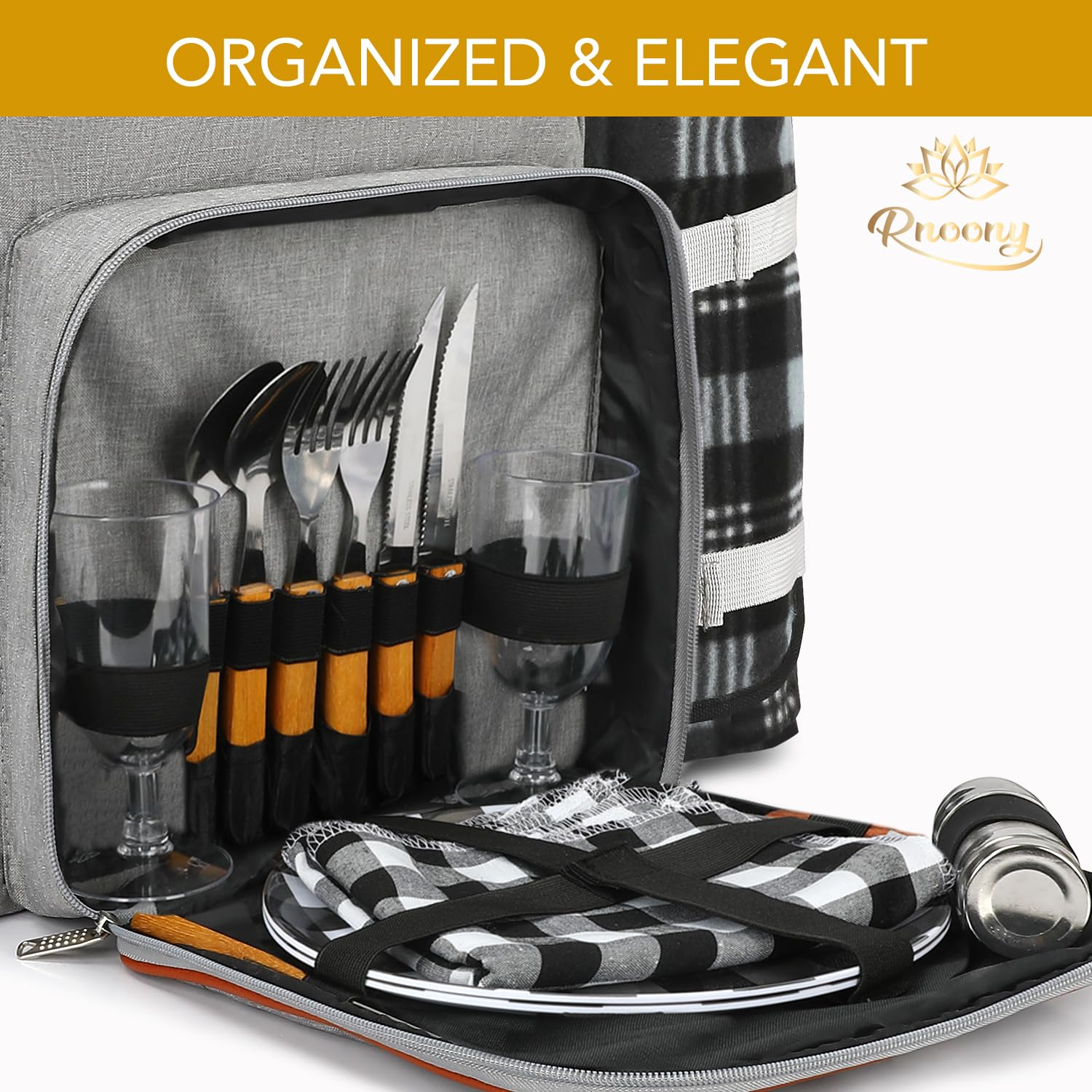 RNOONY insulated bottle sleeve detail holding a bottle to retain temperature