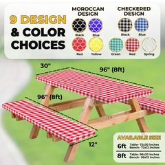 RNOONY installed on an 8ft camping table showing clean, protected dining surface