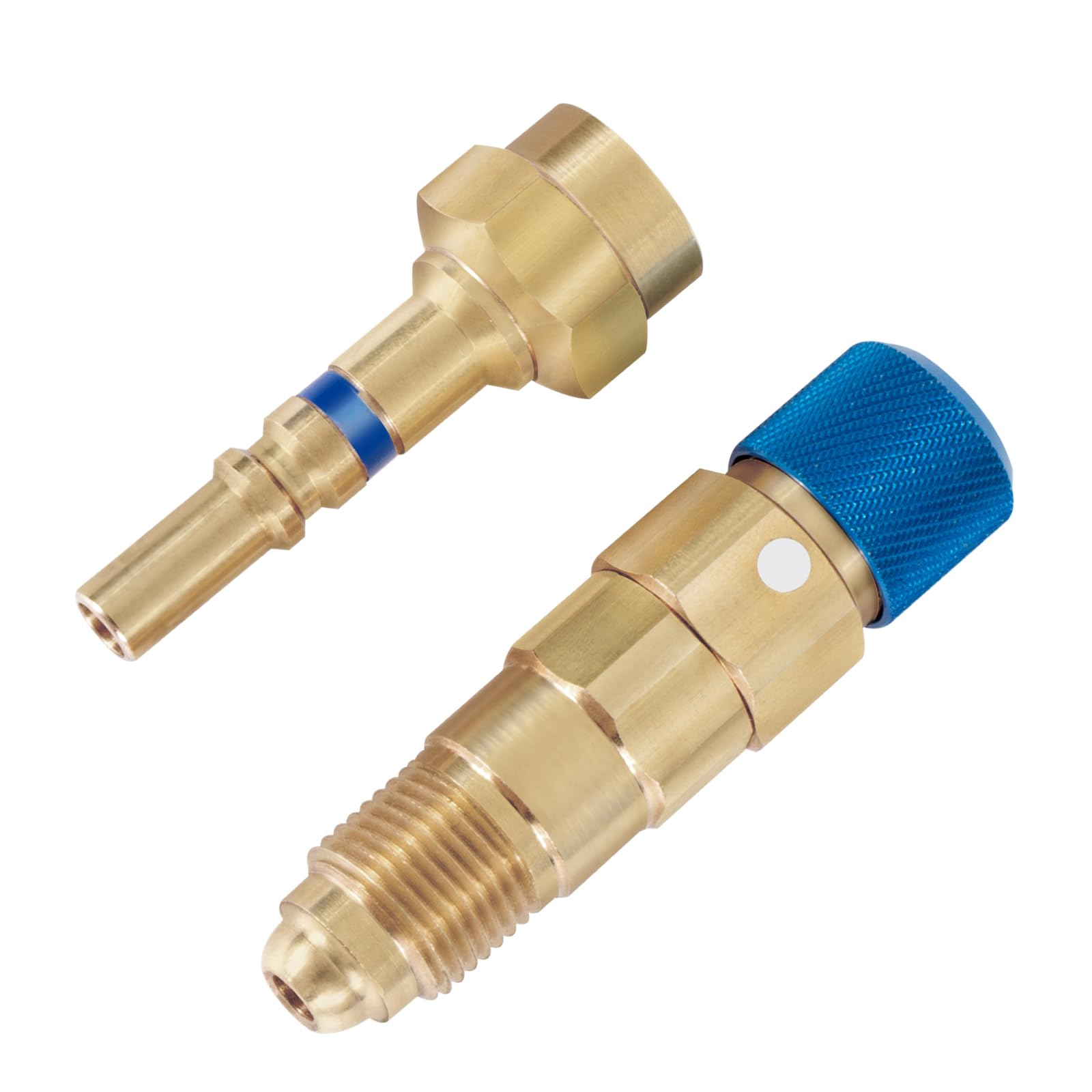 RO6G front view of QDB33 couplers showing gold finish and compact shape for durability