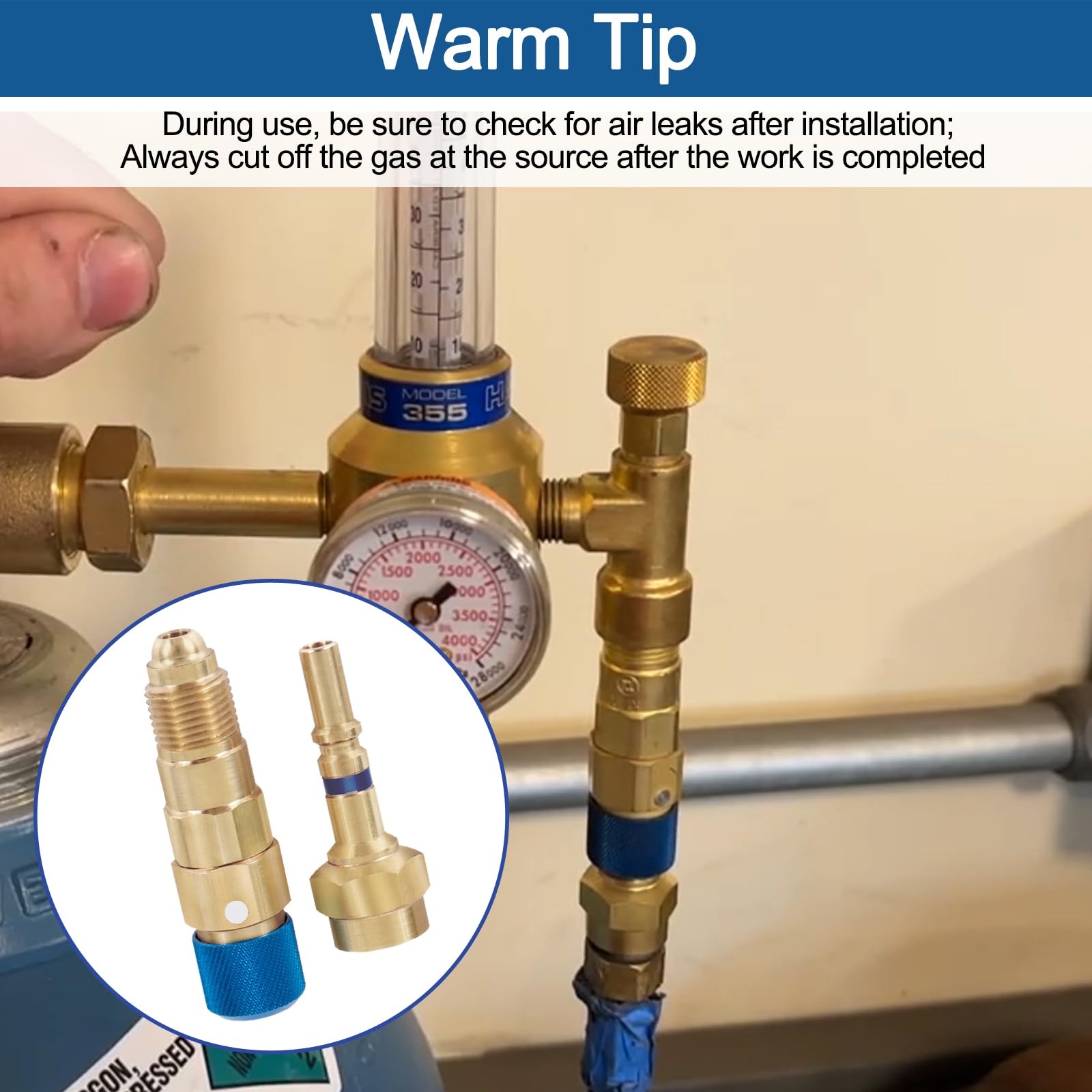 RO6G QDB33 installed on workbench gas line illustrating tidy, professional setup