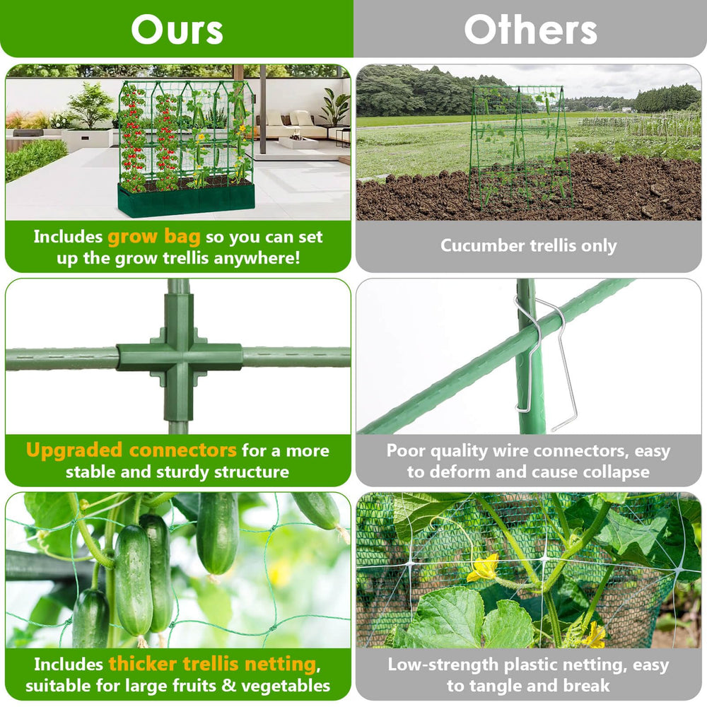 ROADPLUM assembled trellis in raised bed showing scale and increased vertical planting