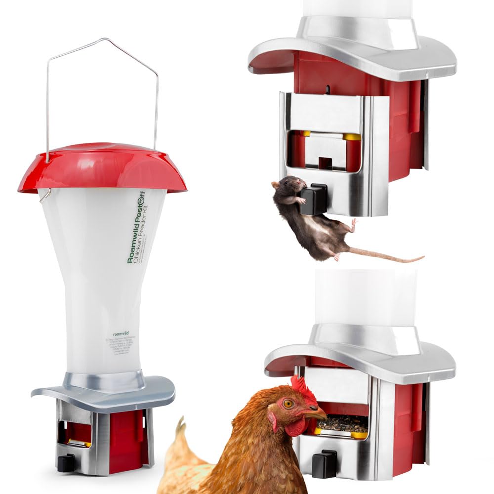 Roamwild feeder front view showing weatherproof design and secure feeding
