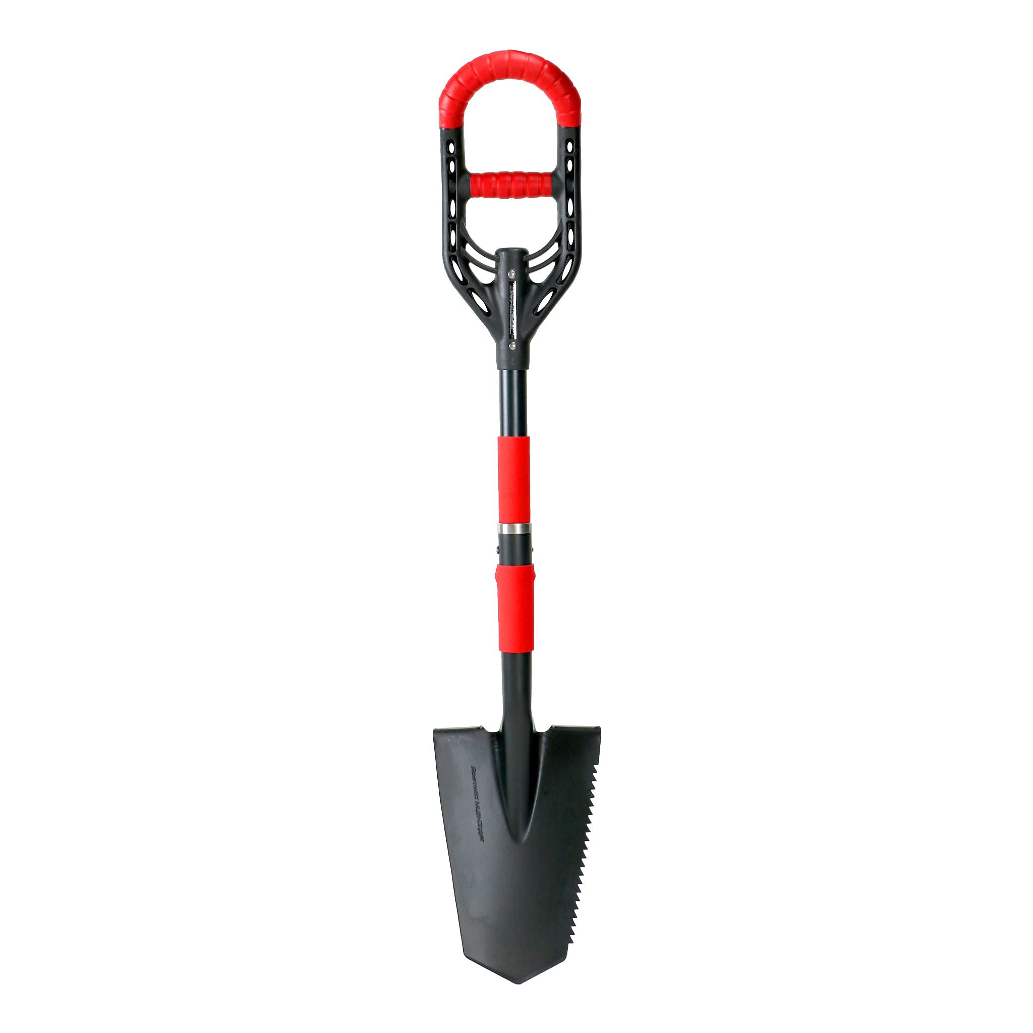 Roamwild front view of spade showing blade and grips, durable and lightweight