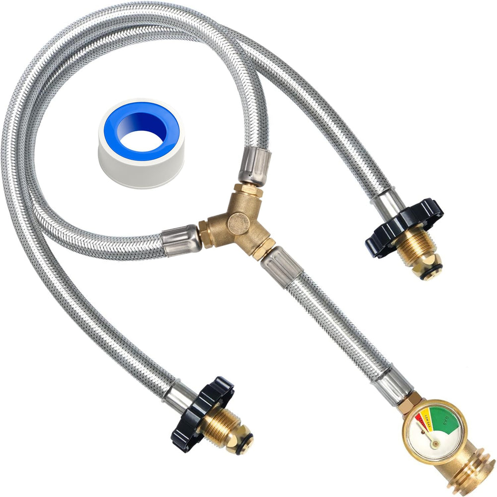 Roastove front assembly showing dual outlets and inlet, improving connection versatility
