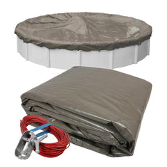 Robelle 24 ft cover front packaging showing model and size, clear protection benefit