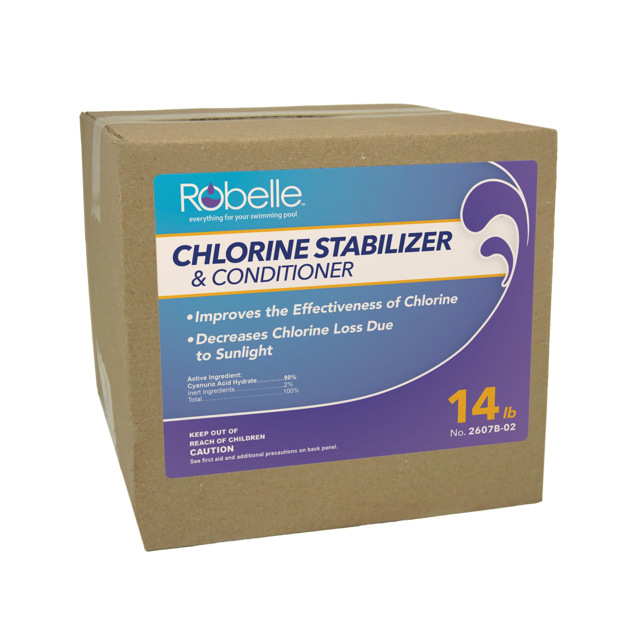 Robelle front packaging showing 14-pound bag and clear label benefit