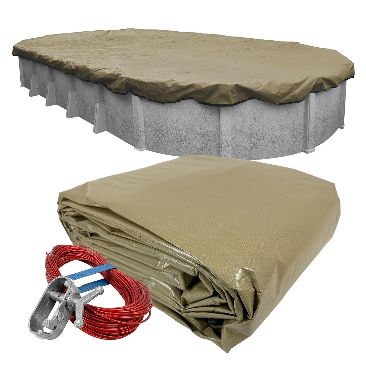 Robelle front view of 18x33 industrial oval cover showing durable build and easy fit